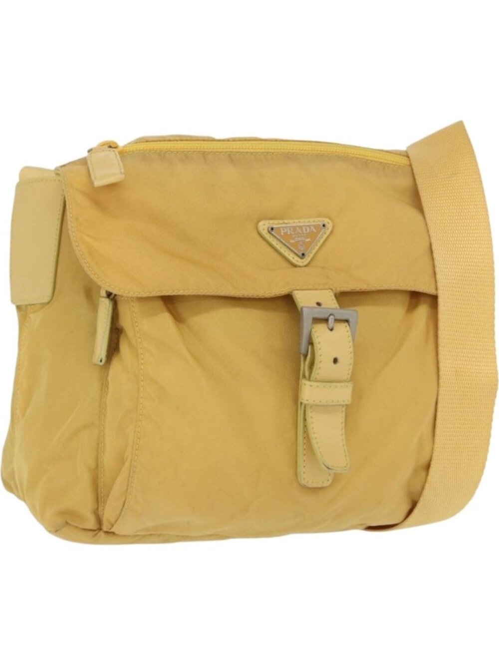 PRADA Shoulder Bag Nylon Yellow Silver